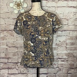 Ann Taylor Peplum Blouse Paisley Print
